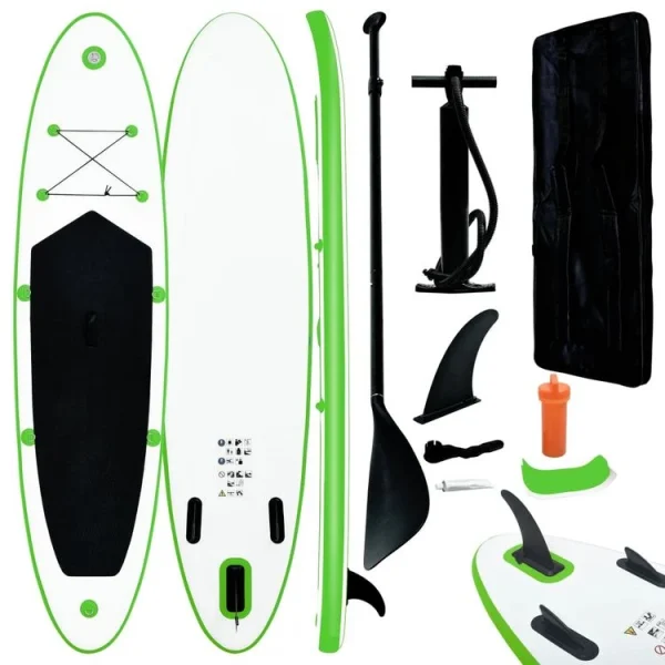 VIDAXL Ensemble De Planches SUP Gonflables Vert Et Blanc Vente 1