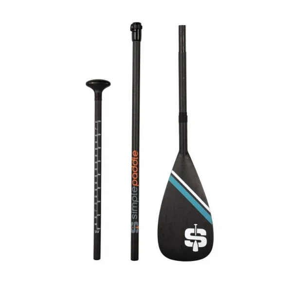 fashioniable SIMPLE PADDLE Pagaie De Stand Up Paddle Réglable De 175 à 215cm Et Démontable En 3 Sections – 100% Carbone – Modèle Vela 1