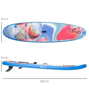 OUTSUNNY Stand Up Paddle Gonflable Surf Planche De Paddle Pour Adulte Dim. 320L X 76l X 15H Cm Nombreux Accessoires Fournis PVC Bleu Rouge soldes magasin 9