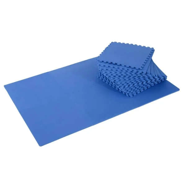 Boutique HOMCOM Tapis En Mousse De Protection Sol Tapis De Fitness 62 Cm X 62 Cm X 1 Cm Avec Bordures Tapis Puzzle 25 Pièces 9,3 M² De Surface Bleu 1